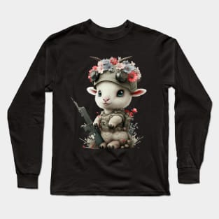 The brave cute goat soldier Long Sleeve T-Shirt